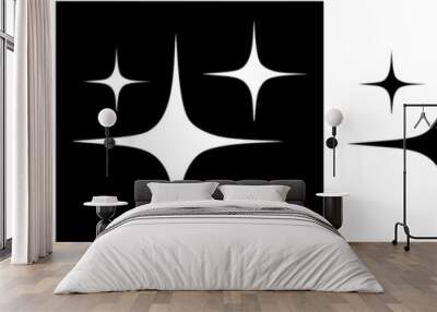 Sparkles icon set in flat style. stars, bursts, twinkling stars simple black style symbol sign for apps and website, vector illustration Wall mural