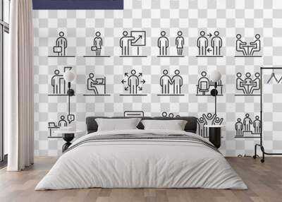 Business people icons set simple line flat illustration isolated Wall mural