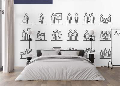 Business people icons set simple line flat illustration Wall mural