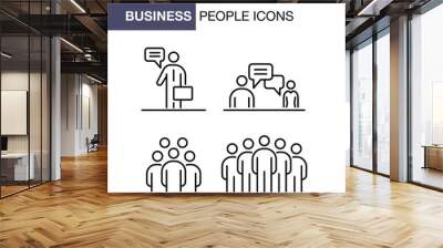 Business people icons set simple line flat illustration Wall mural