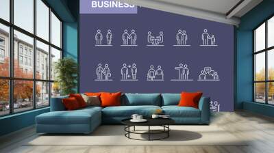 Business people icons set simple line flat illustration Wall mural