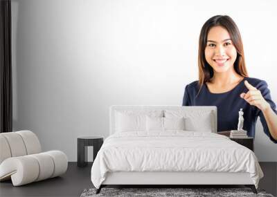 Portrait of woman business Hold the tablet on a white background Wall mural