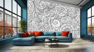 Abstract drawn with curls vector seamless texture. Wallpaper, ba Wall mural