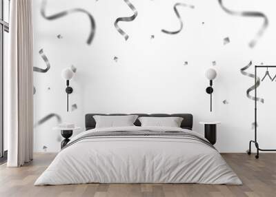 Silver confetti and serpentine. Frame, or decor for the invitation Wall mural