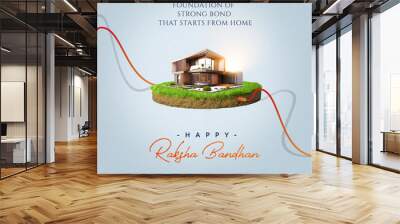 Happy Raksha Bandhan. A creative and conceptual raksha bandhan poster design template for real estate and construction companies. Wall mural