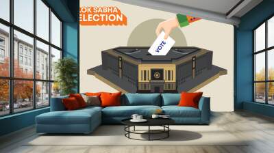 Lok Sabha Election of India. A creative concept poster design for an election campaign. Celebrating the democracy of India.  Wall mural