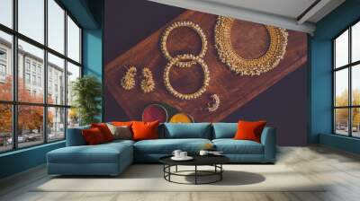 Traditional Maharashtrian Jewellery that give the historical, classic look of a Maharashtrian woman. Wall mural