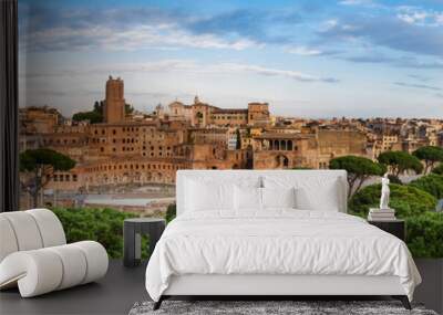 panoramic view of the roman forum, rome, italy Wall mural