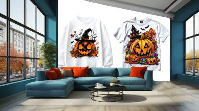 Halloween Pumpkin T-Shirts Collection For Festive Celebrations ,White Background,PNG Wall mural