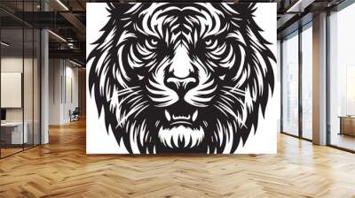 Bengal roaring tiger head vector illustration on white background Wall mural