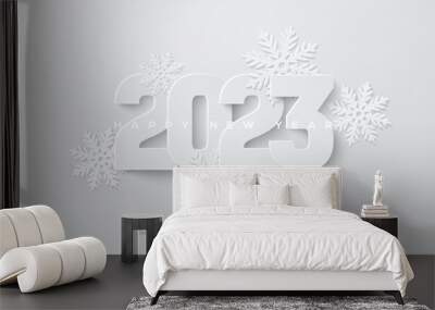 2023 happy new year on white Wall mural