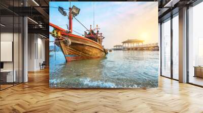 fishing boat on a beach Wall mural