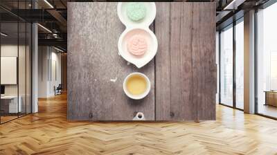 Mochi japanese dessert with hot tea Wall mural