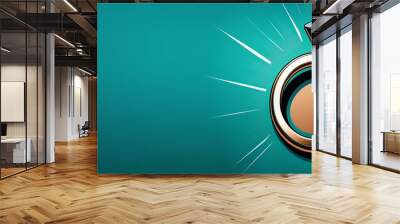 A solid teal background with a comic book-style diamond ring in the lower corner. Wall mural