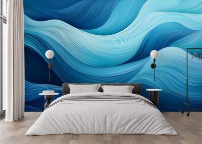 Abstract background featuring layered blue waves with a textured, flowing design, creating a sense of movement and depth. Wall mural