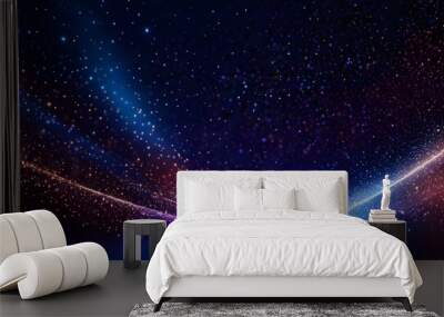 Sparkling neon Light wave with dark background Wall mural