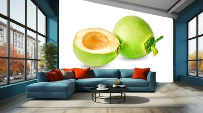 water drop green coconut isolated on white background Wall mural