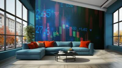 Charts and quotes on display. Display of Stock market quotes. Stock exchange rates. forex trader Wall mural