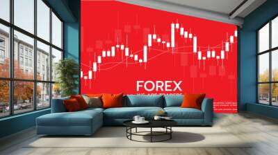 Forex. Flat design concept stock exchang and trader. Financial market business with graph chart analysis. Vector illustrations Wall mural