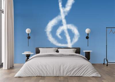 music note shape clouds on blue sky. Vector. eps10 Wall mural