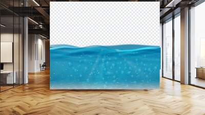 Realistic sea underwater scene with transparent wave. Ocean scene banner with horizontal water surface Wall mural