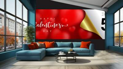 Valentine's day sale ads, Promotion banner wrap paper concept.Special offer 50% off sale .Promotion and shopping template Wall mural