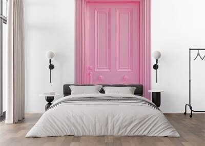 Vintage pink wood door transparent background Wall mural