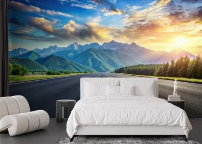 Empty asphalt road and mountains with nature background Wall mural