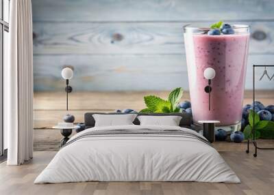 Fresh and creamy blueberry milkshake made with Hill farm blueberries Wall mural