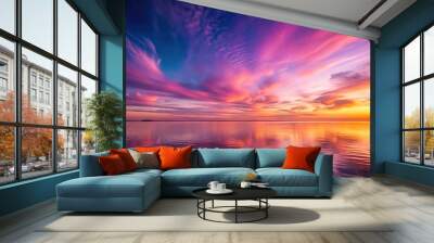 Gorgeous sunset panorama with pink and purple sky Wall mural