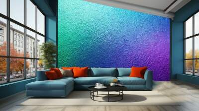 High angle abstract background with blue, purple, and green color gradient, grainy texture Wall mural