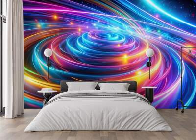 High angle view of abstract neon lights Wall mural