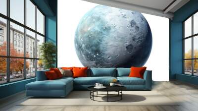 Icy dwarf planet at eye level isolated on white background Wall mural