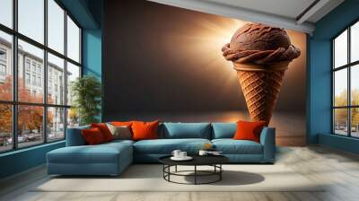 Medium shot of ultra realistic chocolate ice cream with backlit glow Wall mural