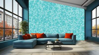 Abstract white low polygon lines on light blue-green background. Vector illustration. Futuristic concept. Wall mural