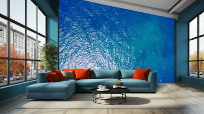 Top view of crystal clear sea water texture. Blue ocean wave. Graphic  illustration.
 Wall mural