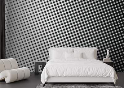 Black polka dot halftone background. Vector illustration. Wall mural