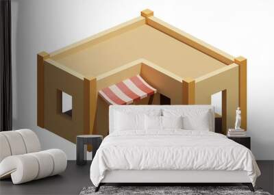 Desert House isometric. 3d rendering. Wall mural