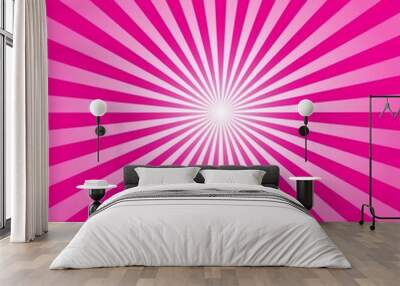 Pink Sunburst Pattern Background. Rays. Sunburst background. Vector illustration. Pink radial background. Wall mural