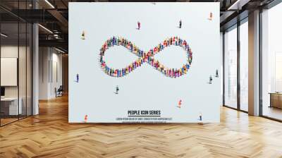 Infinity icon or concept. large group of people form to create shape Infinity. Vector illustration. Wall mural