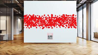 Red blood cells flowing on white background, erythrocyte, health care concept, vector illustration Wall mural