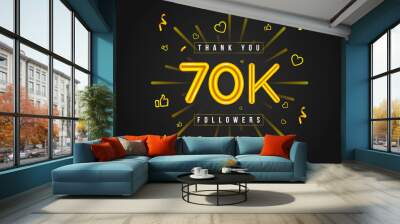 Thank you 70k followers Design. Celebrating 70000 or Seventy thousand followers. Vector illustration. Wall mural