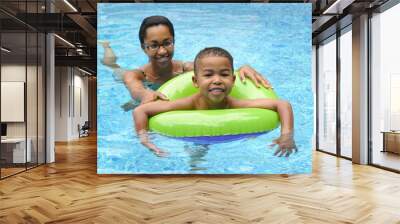 Mother and Child in a swimming pool Wall mural