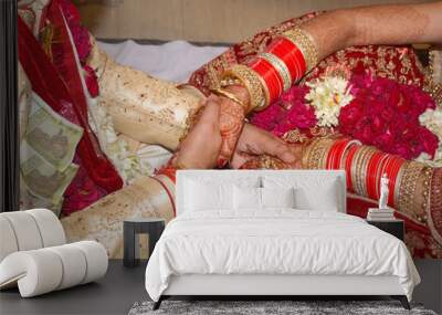 A Closeup photograph during Hindu marriage at India. Wall mural