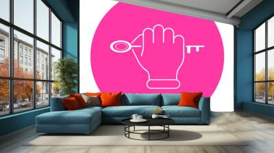 Hand with a key. Vector icon.
 Wall mural