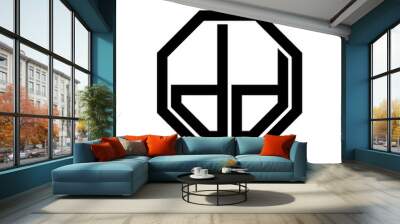 DD initial monogram logo, octagon shape, black color Wall mural