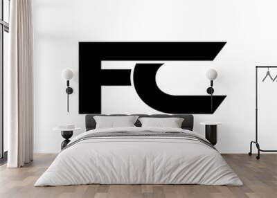 Initial 2 letter Logo Modern Simple Black FC Wall mural