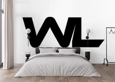 Initial 2 letter Logo Modern Simple Black WL Wall mural