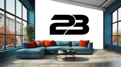 Initial 2 numbers Logo Modern Simple Black 23 Wall mural