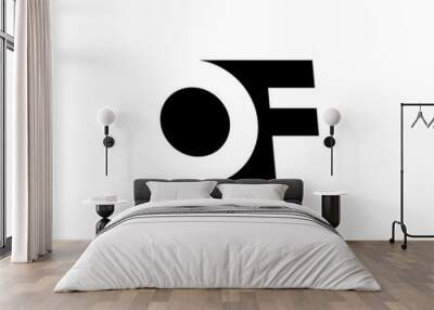 Initial letters Logo black positive/negative space OF Wall mural